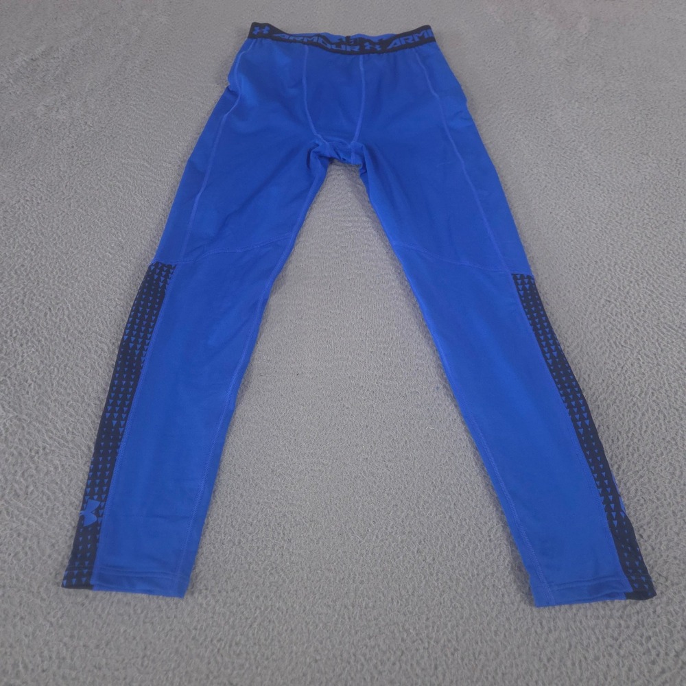 Under Armour Leggings Boys YXL Blue ColdGear Armour Patterned Compression Tights